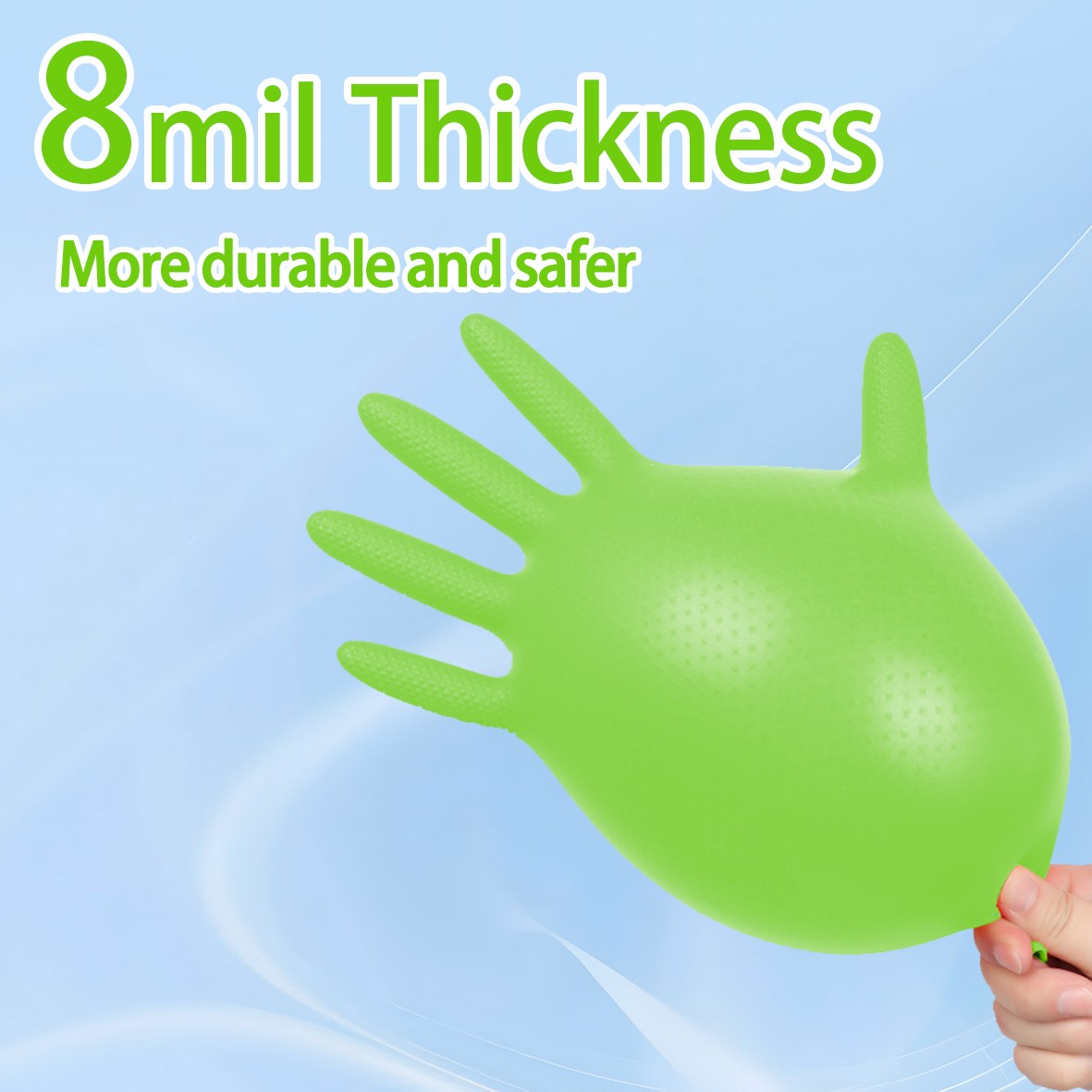 GP67 Nitrile Gloves Green Diamond Grip Raised Texture Disposable 8 mil Industrial Strength(1000pack)