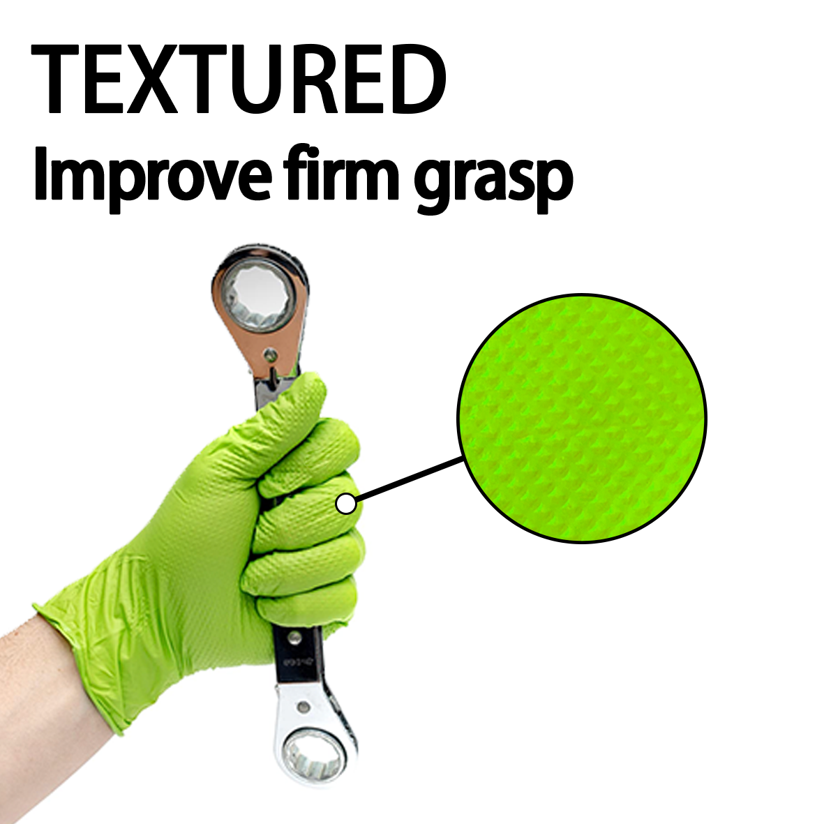 GP67 Nitrile Gloves Green Diamond Grip Raised Texture Disposable 8 mil Industrial Strength(1000pack)