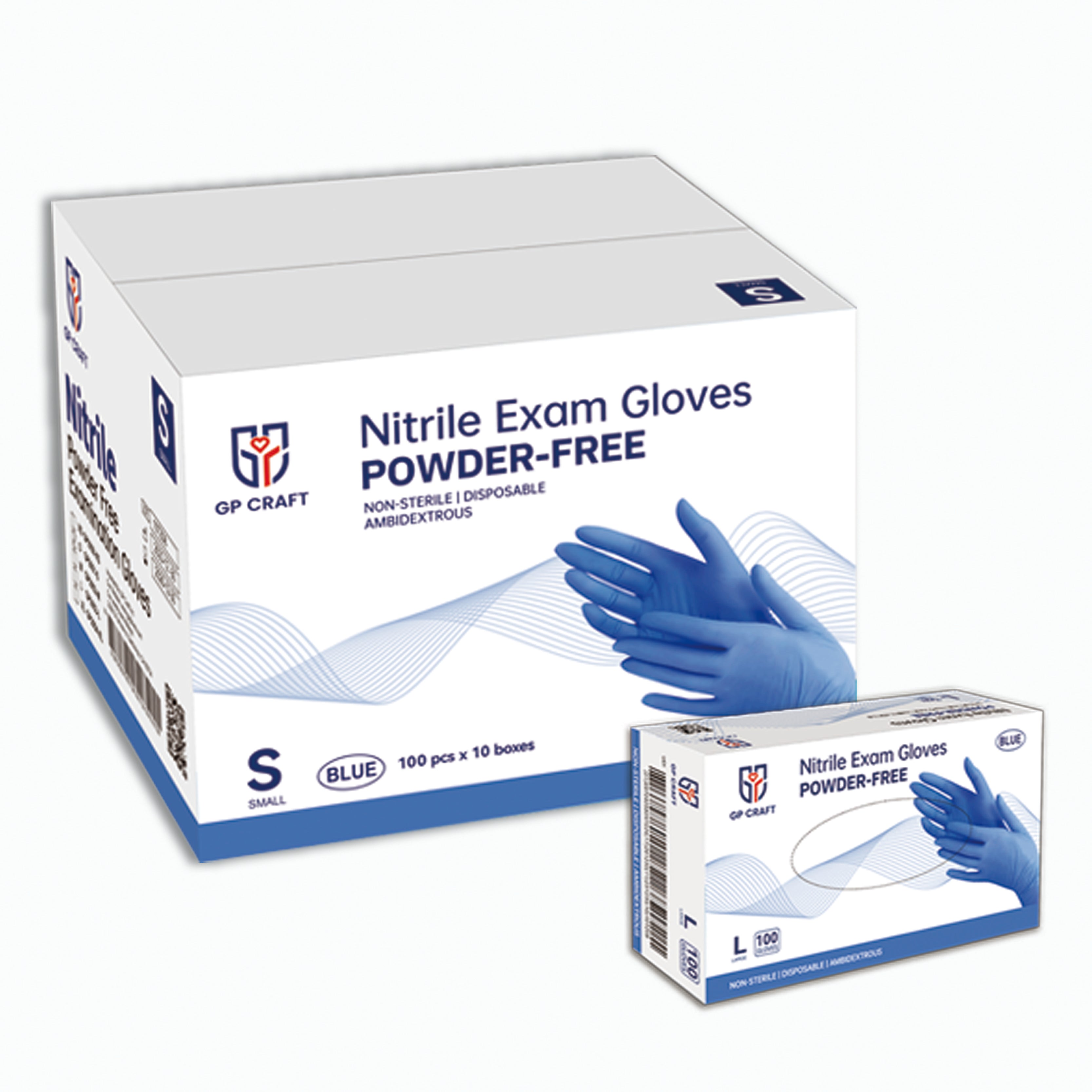 GP32-3.5mil Medical Grade Blue Nitrile Gloves (1 Case, 1000 Gloves)