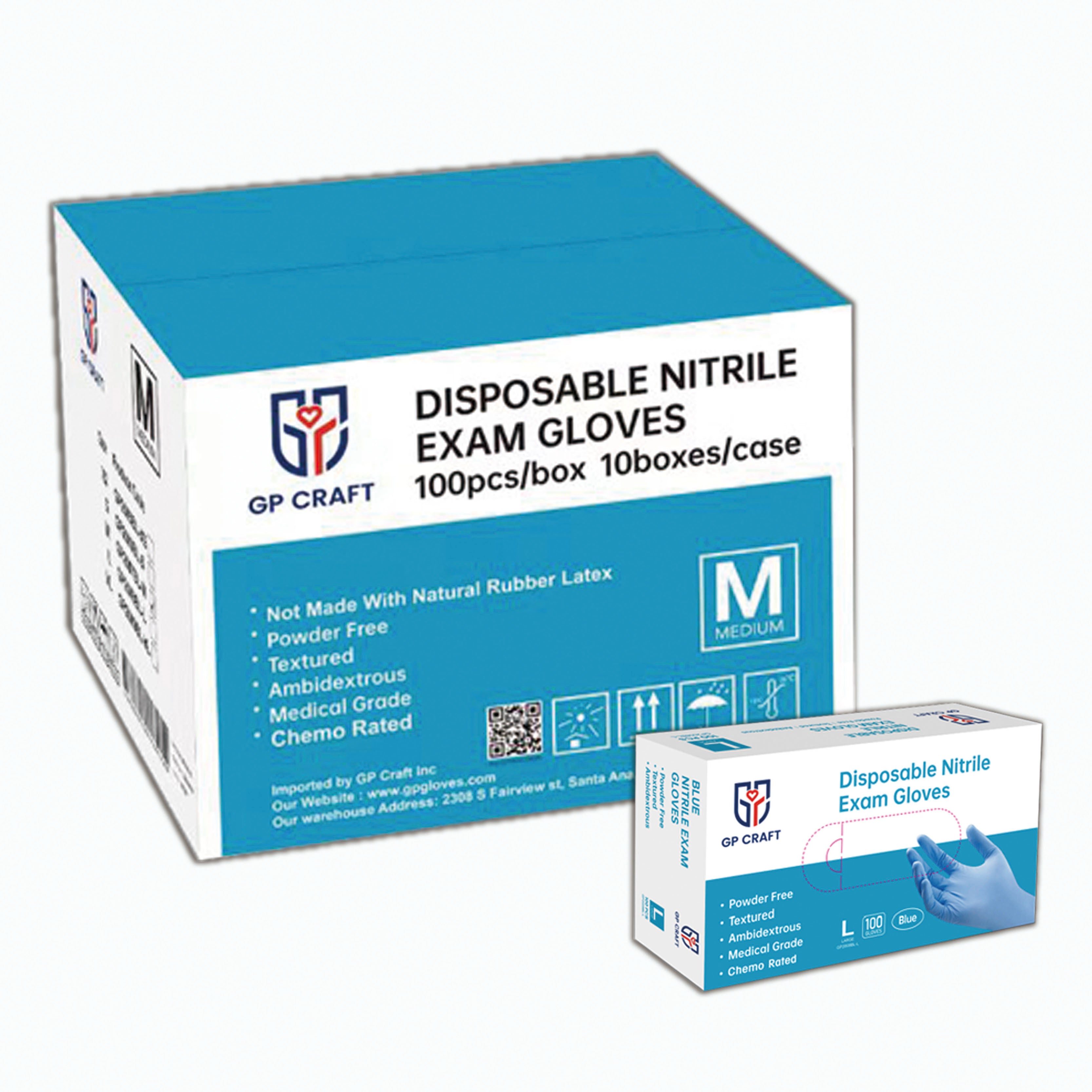 GP40-4mil Disposable Blue Nitrile Gloves (1 Case, 1000 Gloves)