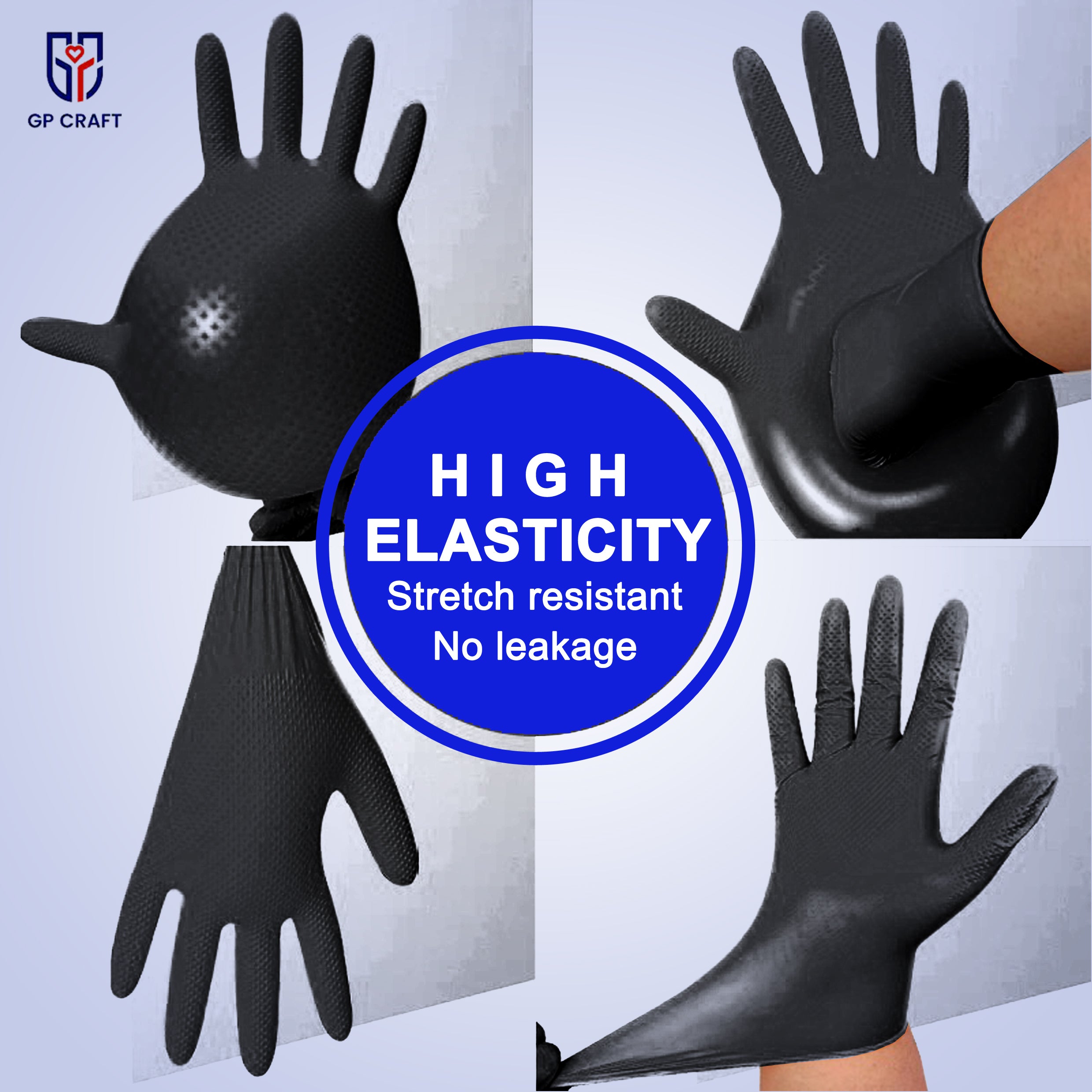 GP66-8mil Diamond Grip Black Nitrile Gloves (1 Case, 1000 Gloves)
