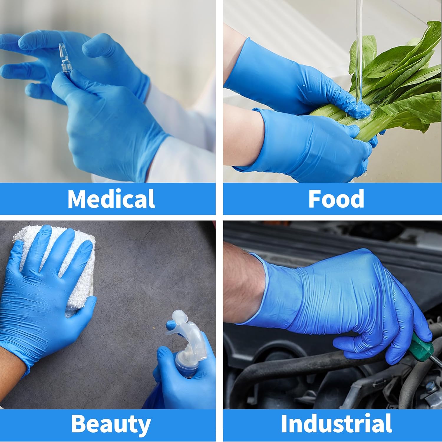 Exam Vinyl Gloves, Synmax Latex-Free, Powder-Free, Non-Sterile Medical Disposable Gloves (10 boxes, 1000 gloves, Blue)
