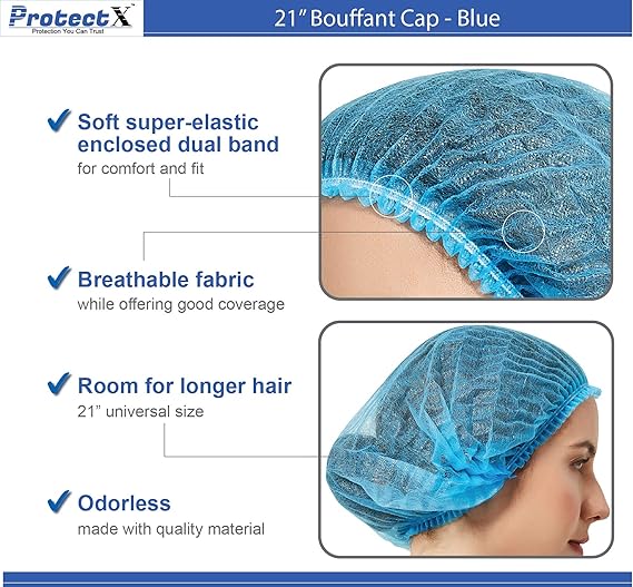 GP08 - 1000pcs 24" Blue Bouffant Caps