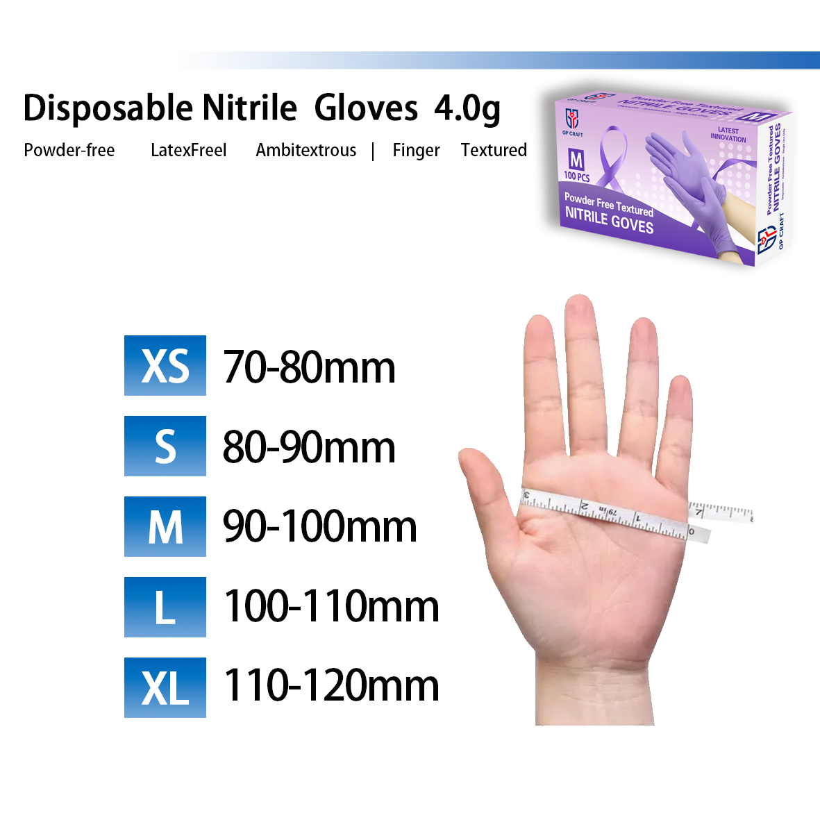 GP30 Disposable Purple Nitrile Gloves(1Case 1000Gloves)