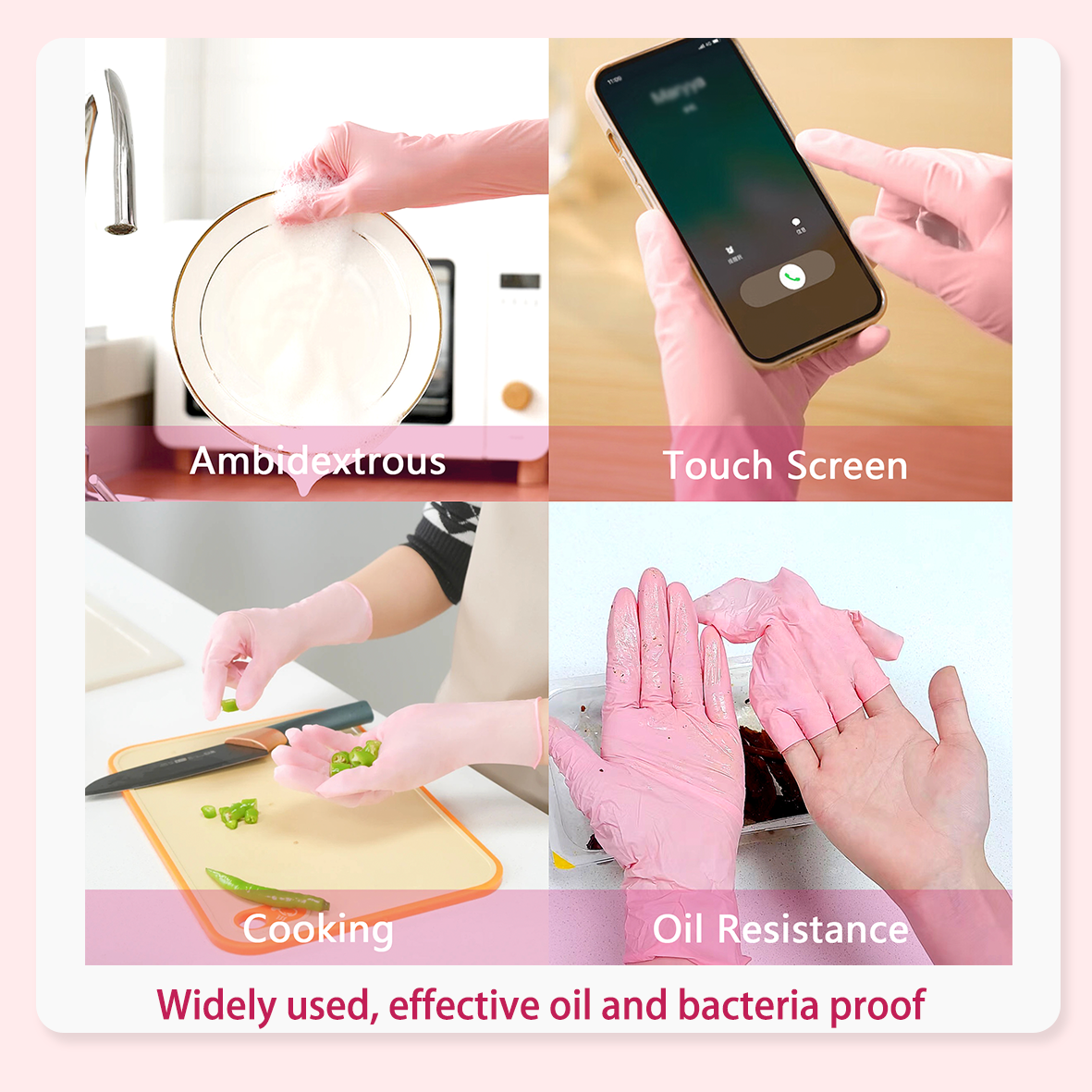 GP33 Disposable Pink Nitrile Gloves(1Case 1000Gloves)