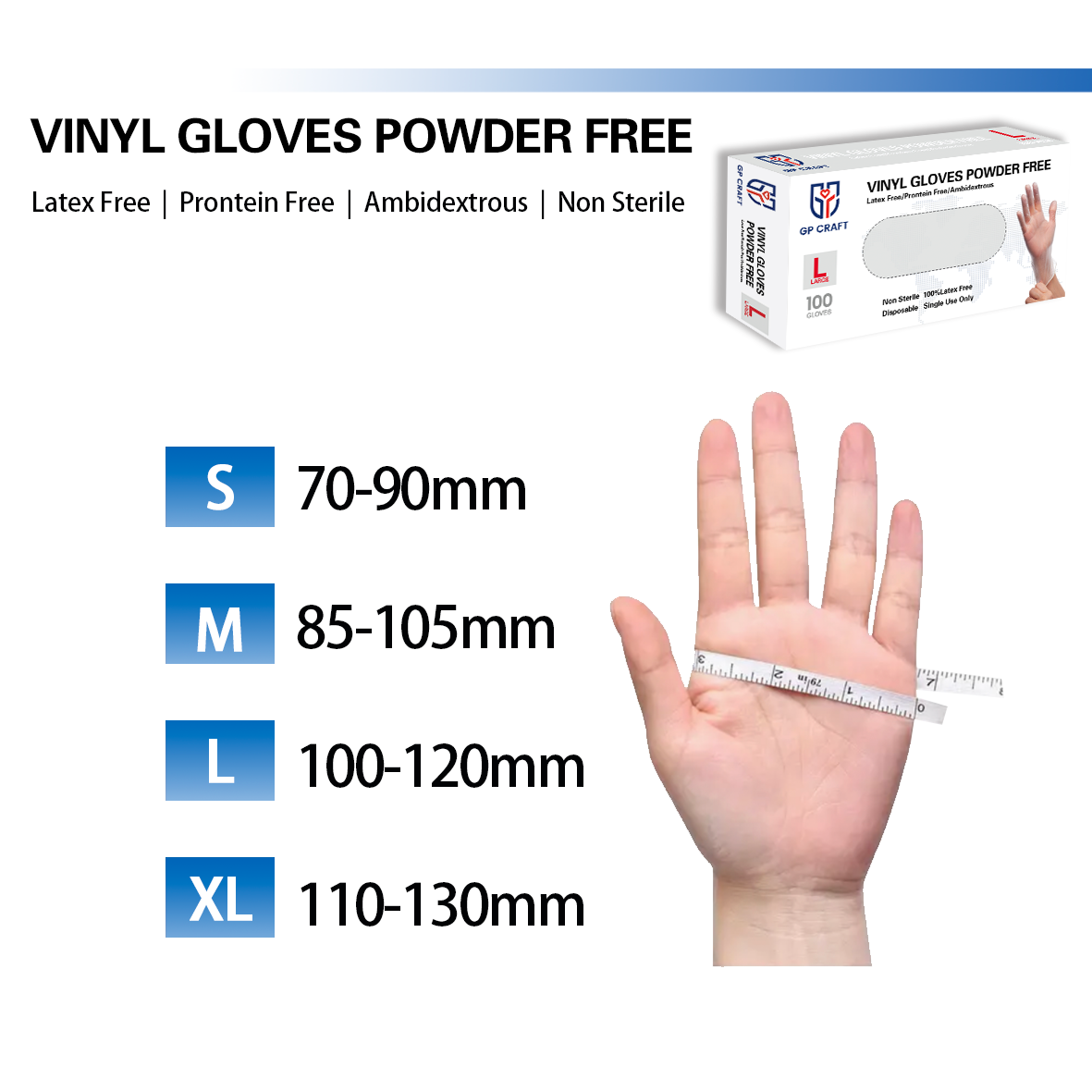Exam Vinyl Gloves, Synmax Latex-Free, Powder-Free, Non-Sterile Medical Disposable Gloves (100 boxes, 10000 gloves, Clear)
