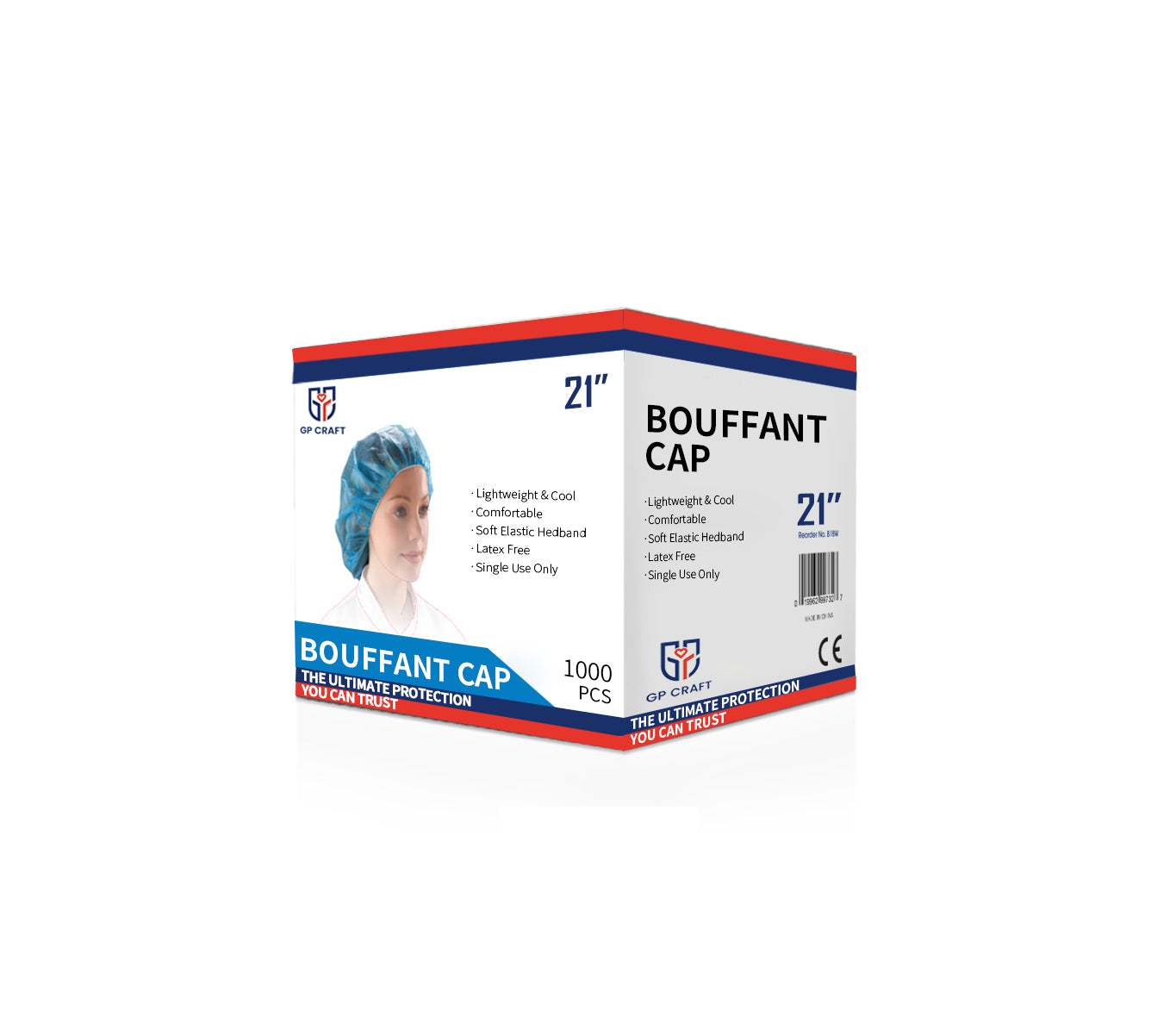 GP06 - 1000pcs 21" Blue Bouffant Caps