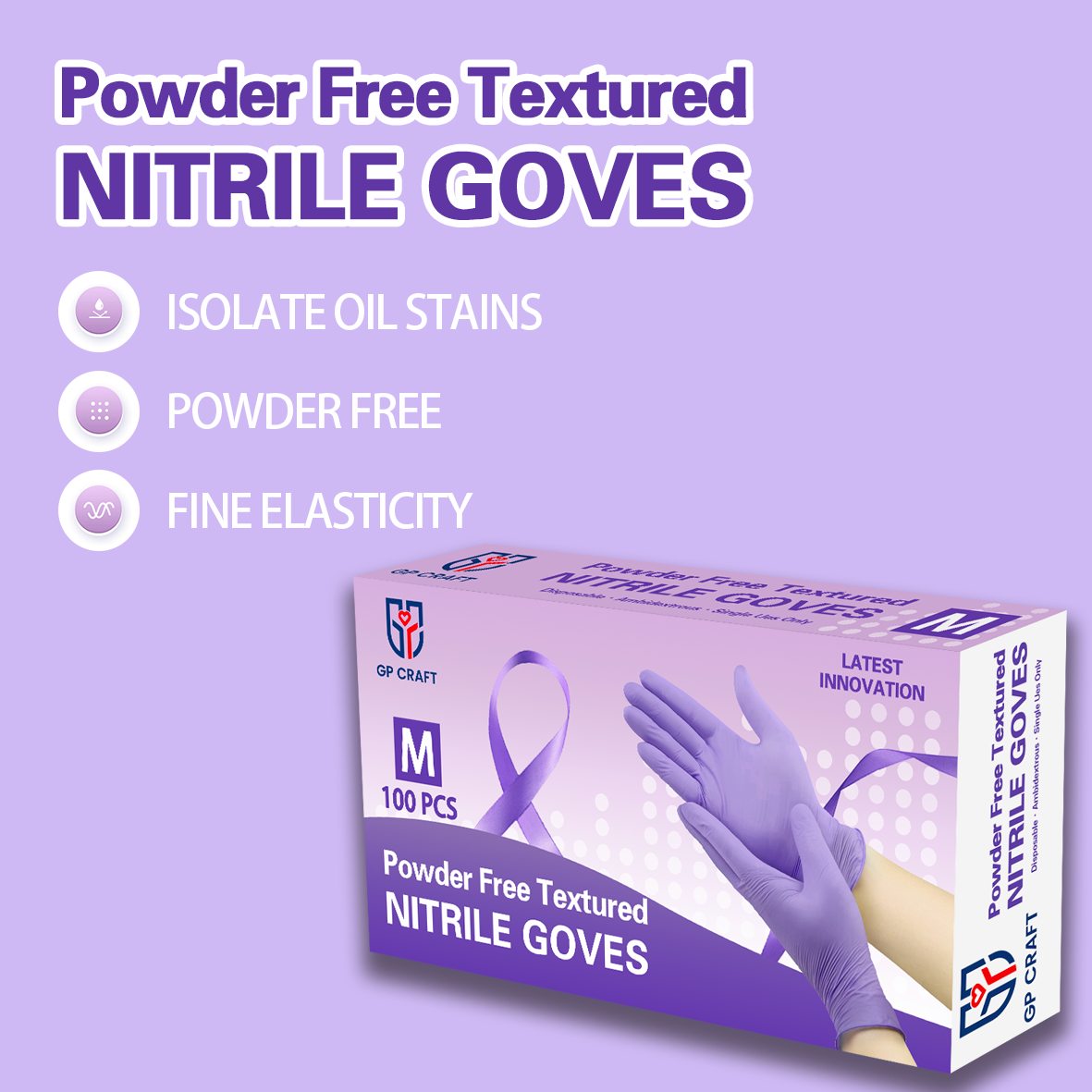 GP30 Disposable Purple Nitrile Gloves（1Case 1000Gloves）