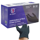 GP CRAFT Black Nitrile Exam Gloves Medical Grade Chemical Resistant 5 Mils Case (1,000 Count, 10 Packs) - GP Craft Inc