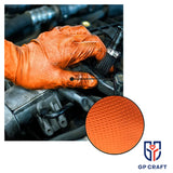 GP CRAFT Orange Nitrile Diamond Grip Disposable Gloves 8mil Case (1,000 Count, 10 Packs) - GP Craft Inc